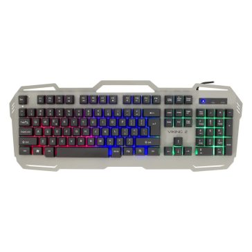 White Shark VIKING 2 gamer billentyűzet ezüst-fekete kivitelben, LED háttérvilágítással és okostelefon-tartóval