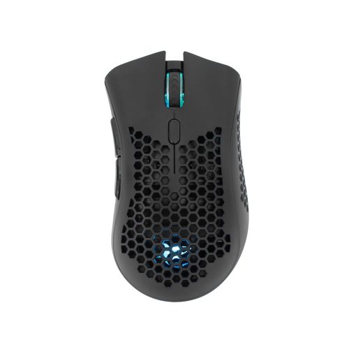 White Shark LIONEL vezeték nélküli gamer egér fekete színben, RGB világítással.