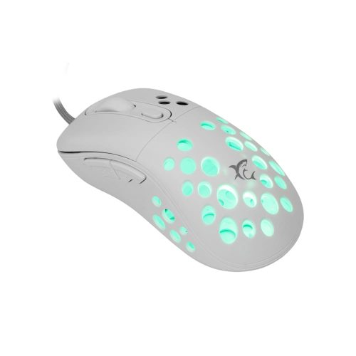 White Shark AZRAEL fehér gamer egér 6 gombbal és RGB világítással.