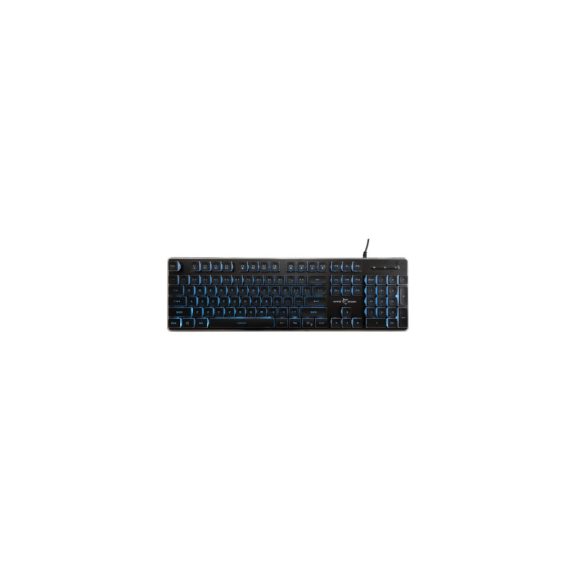 White Shark TACHI fekete gaming billentyűzet, US kiosztás, jégkék LED háttérvilágítással.