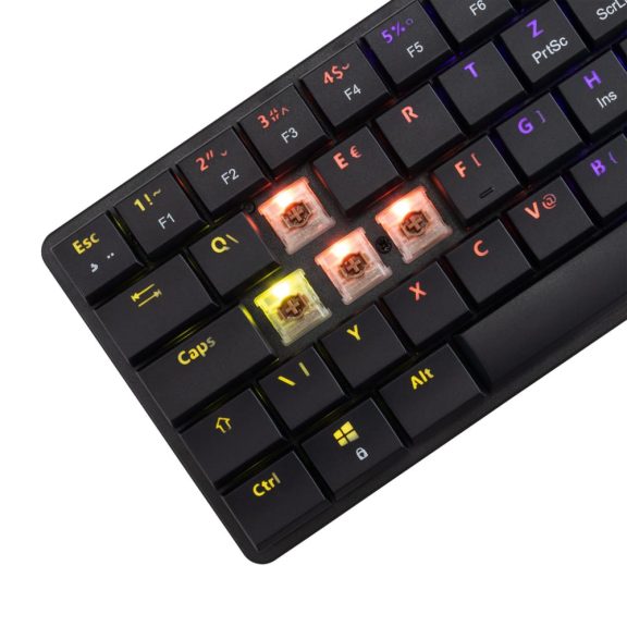 White Shark NAGAMAKI Black kompakt mechanikus gaming billentyűzet red low profile switch-ekkel és rainbow világítással.