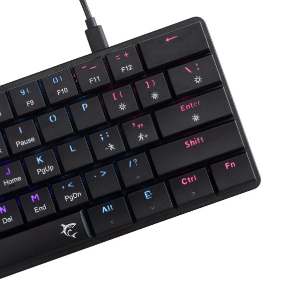 White Shark NAGAMAKI Black kompakt mechanikus gaming billentyűzet red low profile switch-ekkel és rainbow világítással.