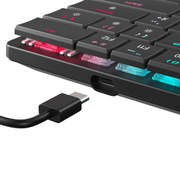White Shark NAGAMAKI Black kompakt mechanikus gaming billentyűzet red low profile switch-ekkel és rainbow világítással.