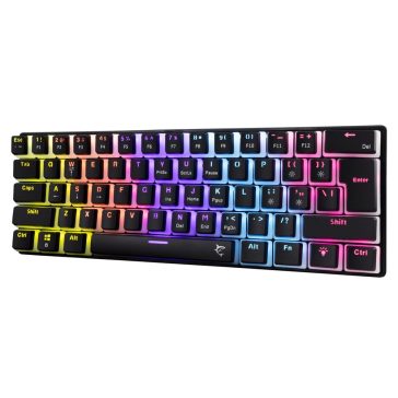 White Shark ASHIKO 2 fekete mechanikus gaming billentyűzet red switch-ekkel és rainbow háttérvilágítással.