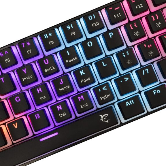 White Shark ASHIKO 2 fekete mechanikus gaming billentyűzet red switch-ekkel és rainbow háttérvilágítással.