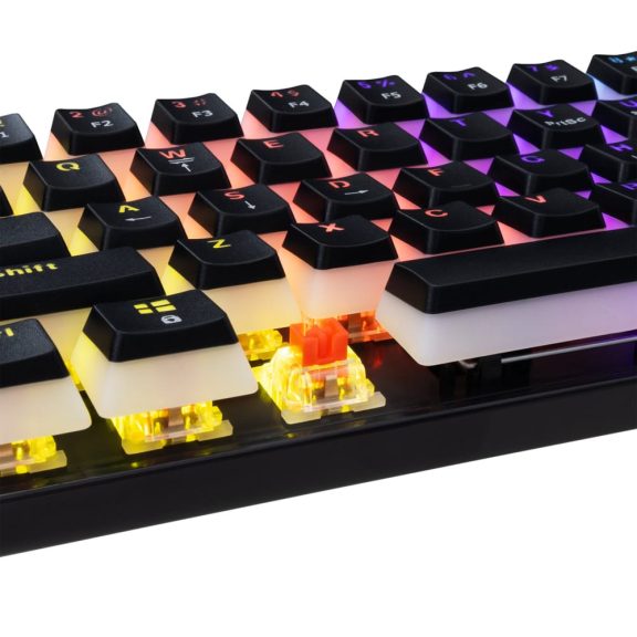 White Shark ASHIKO 2 fekete mechanikus gaming billentyűzet red switch-ekkel és rainbow háttérvilágítással.