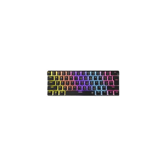 White Shark ASHIKO 2 fekete mechanikus gaming billentyűzet red switch-ekkel és rainbow háttérvilágítással.