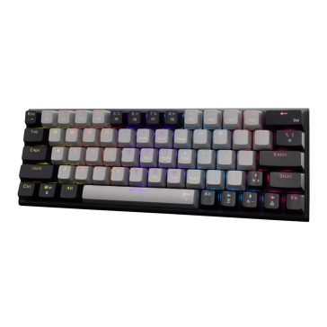 White Shark WAKIZASHI 2 szürke-fekete kompakt mechanikus gaming billentyűzet red switch-ekkel és rainbow világítással.