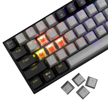 White Shark WAKIZASHI 2 szürke-fekete kompakt mechanikus gaming billentyűzet red switch-ekkel és rainbow világítással.