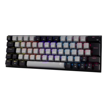 White Shark WAKIZASHI 2 szürke-fekete gamer billentyűzet kék kapcsolós mechanikával és szivárvány világítással