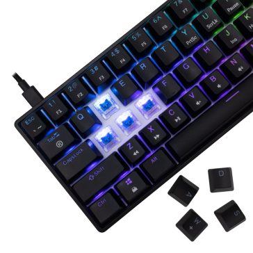   White Shark SHINOBI 2 vezetékes mechanikus gaming billentyűzet, 61 gomb, kék kapcsolók, HU kiosztás, fekete