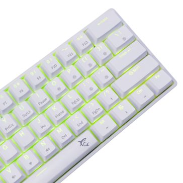   White Shark SHINOBI 2 vezetékes mechanikus gaming billentyűzet, 61 gomb, kék kapcsolók, HU kiosztás, fehér