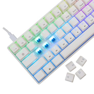   White Shark SHINOBI 2 vezetékes mechanikus gaming billentyűzet, 61 gomb, kék kapcsolók, HU kiosztás, fehér