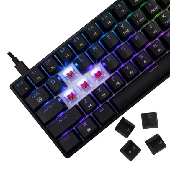 White Shark SHINOBI 2 fekete kompakt mechanikus gaming billentyűzet piros kapcsolókkal és HU kiosztással.