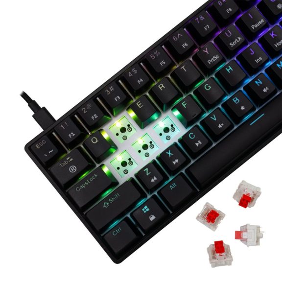 White Shark SHINOBI 2 fekete kompakt mechanikus gaming billentyűzet piros kapcsolókkal és HU kiosztással.