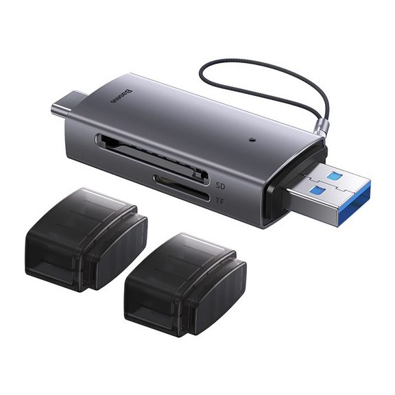 Baseus Lite SD/TF kártyaolvasó USB Type-A/Type-C, szürke