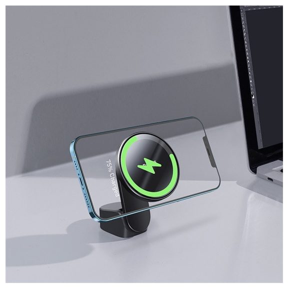 Baseus Big Energy Magnetic szellőzőrácsra, műszerfalra rögzíthető, vezeték nélküli autós telefon töltő és tartó, fekete