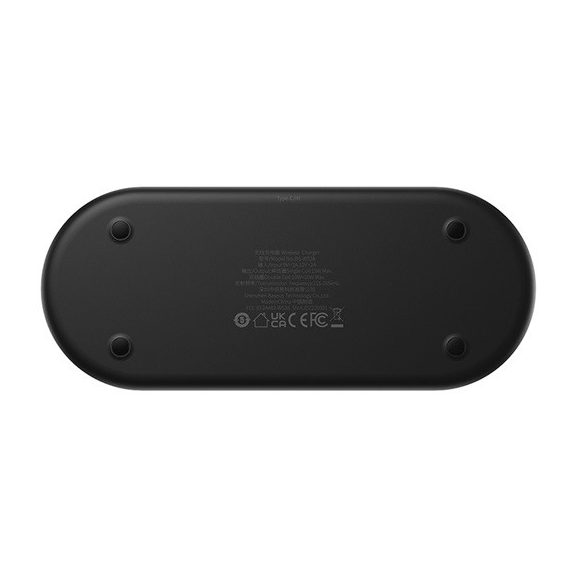 Baseus Digital LED Display 2-in-1 vezeték nélküli töltő 20W, fekete + 3A USB Type-A – USB Type-C,  1m kábel