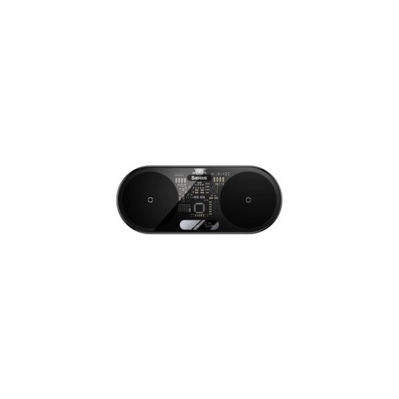 Baseus Digital LED Display 2-in-1 vezeték nélküli töltő 20W, fekete + 3A USB Type-A – USB Type-C,  1m kábel