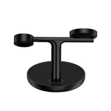   Baseus Swan 3-in-1 vezeték nélküli töltő állvány 20W, fekete + 3A USB Type-A – USB Type-C, 1m kábel