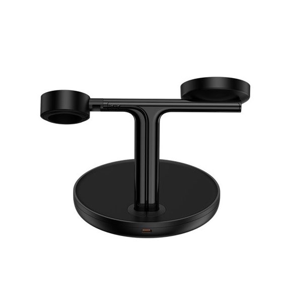 Baseus Swan 3-in-1 vezeték nélküli töltő állvány 20W, fekete + 3A USB Type-A – USB Type-C, 1m kábel