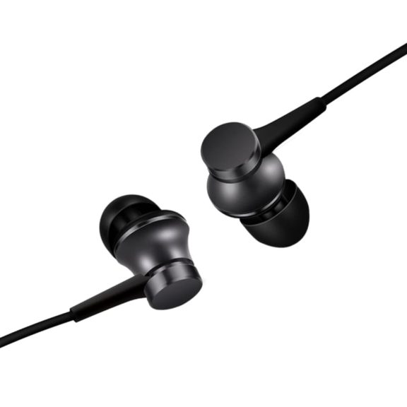 Xiaomi In-Ear Headphones Basic fekete fülhallgató alumínium házzal és 3.5mm jack csatlakozóval.