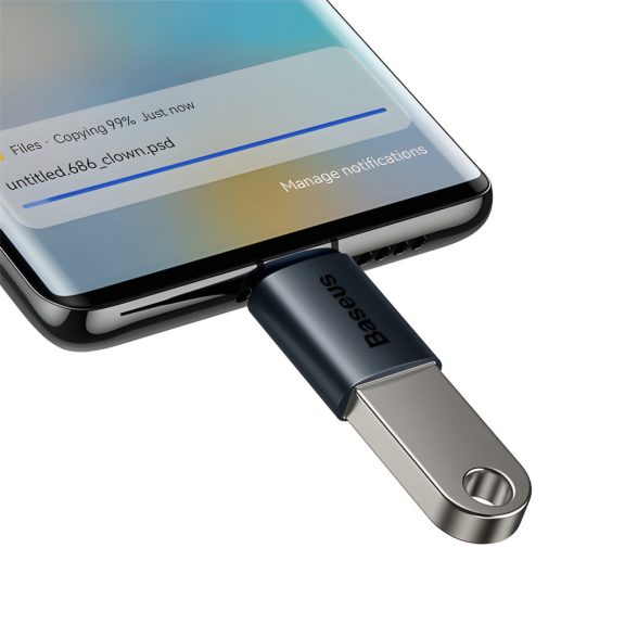 Baseus Ingenuity USB-C -> USB-A OTG adapter kék alumínium kivitelben