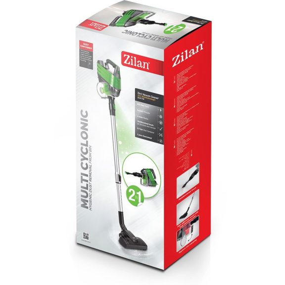 Zilan ZLN1758 2 az 1-ben vezetékes kézi porszívó, 600W, teleszkópos, zöld/szürke