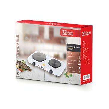 Zilan ZLN2180 kétszemélyes elektromos főzőlap fehér színben, dupla főzőfelülettel