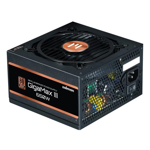 Zalman GigaMax III ZM650-GV3 650W félmoduláris tápegység 80 Plus Bronze tanúsítvánnyal.