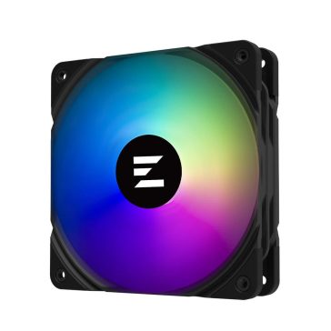 Zalman ZM-AF120 ARGB BLACK 120 mm-es PWM házhűtő ventilátor vibráló ARGB fénnyel.