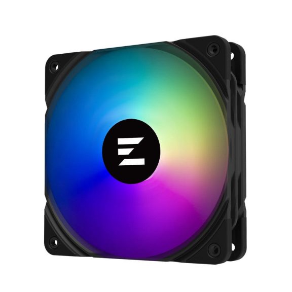Zalman ZM-AF120 ARGB BLACK 120 mm-es PWM házhűtő ventilátor vibráló ARGB fénnyel.