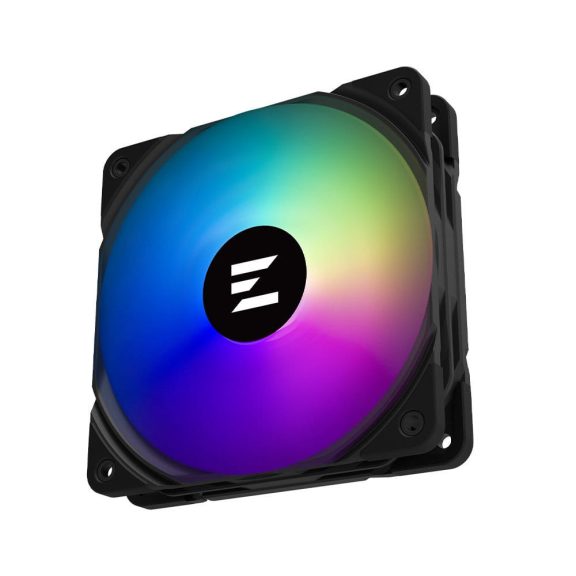 Zalman ZM-AF120 ARGB BLACK 120 mm-es PWM házhűtő ventilátor vibráló ARGB fénnyel.