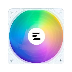 Zalman ZM-AF120 ARGB WHITE 120 mm-es PWM házhűtő ventilátor vibráló ARGB fénnyel.
