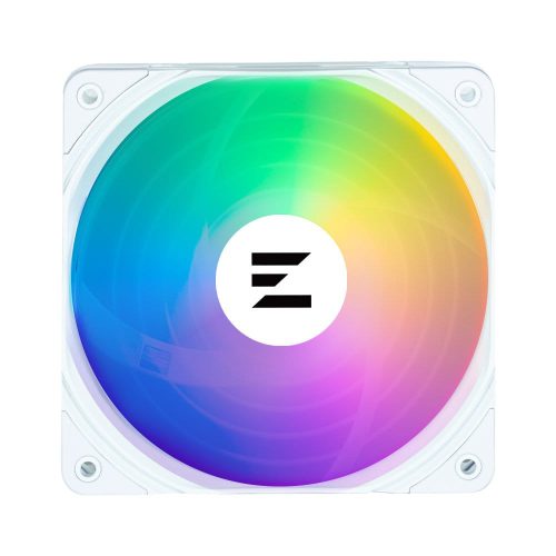 Zalman ZM-AF120 ARGB WHITE 120 mm-es PWM házhűtő ventilátor vibráló ARGB fénnyel.