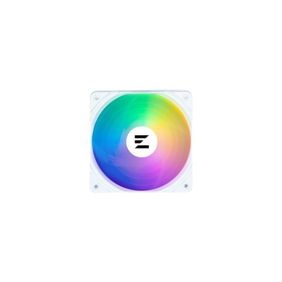 Zalman ZM-AF120 ARGB WHITE 120 mm-es PWM házhűtő ventilátor vibráló ARGB fénnyel.