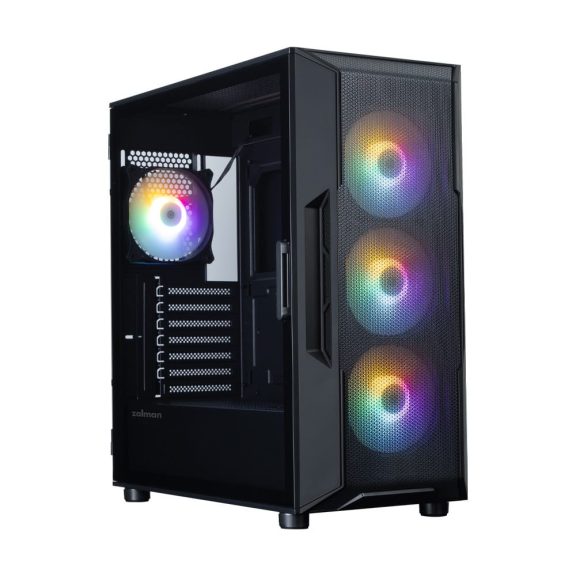 Zalman i3 NEO V2 ATX miditorony számítógépház, 4x ventilátor, edzett üveg, fekete