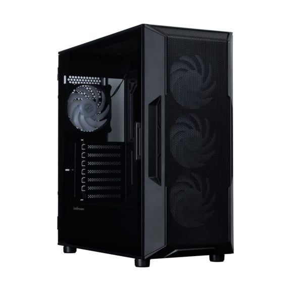 Zalman i3 NEO V2 ATX miditorony számítógépház, 4x ventilátor, edzett üveg, fekete