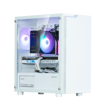 Zalman T4 Plus fehér microATX számítógépház RGB világítással és üveg oldallappal