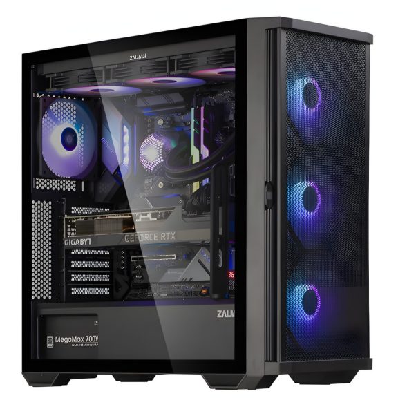 Zalman Z10 PLUS ARGB világítású számítógépház átlátszó oldallappal