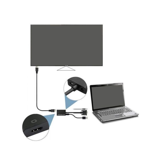 VGA apa - HDMI anya átalakító adapter 28cm, fekete