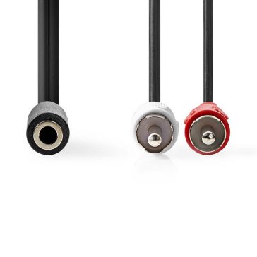 Nedis sztereó audio adapterkábel 2x RCA apa - 3.5mm jack anya 0.2m, fekete