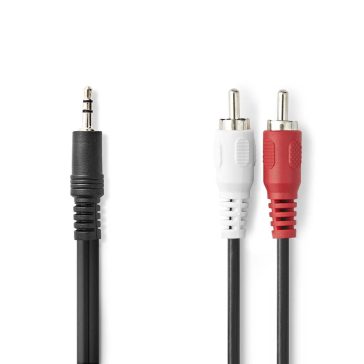 Nedis sztereó audio kábel 3.5mm jack apa - 2x RCA apa 10m, fekete