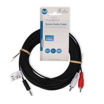 Nedis sztereó audio kábel 3.5mm jack apa - 2x RCA apa 10m, fekete