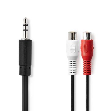 Nedis sztereó audio adapterkábel 3.5mm jack apa - 2x RCA anya 0.2m, fekete