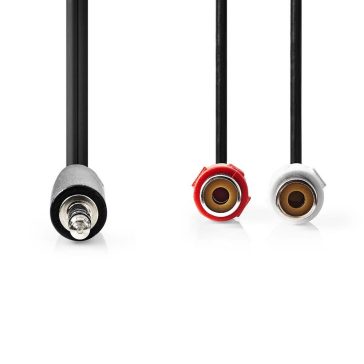 Nedis sztereó audio adapterkábel 3.5mm jack apa - 2x RCA anya 0.2m, fekete