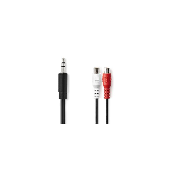 Nedis sztereó audio adapterkábel 3.5mm jack apa - 2x RCA anya 0.2m, fekete