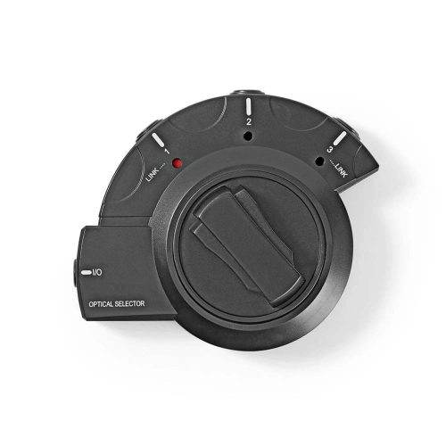 Nedis ASWI2503BK optikai Toslink 3-as elosztó kapcsoló – 3 bemenet, 1 kimenet, kézi váltás, fekete