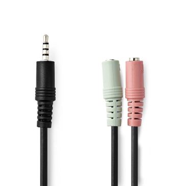 Nedis sztereó audio splitter kábel 3.5mm jack apa - 2x jack anya 0.2m, fekete