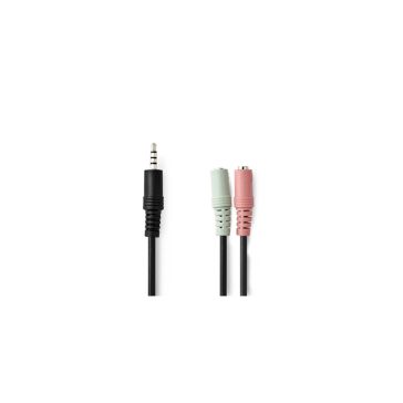 Nedis sztereó audio splitter kábel 3.5mm jack apa - 2x jack anya 0.2m, fekete